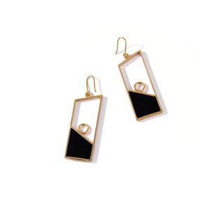 Gold Toned Geometric Black Perspex Drop Earrings – Suhani Pittie