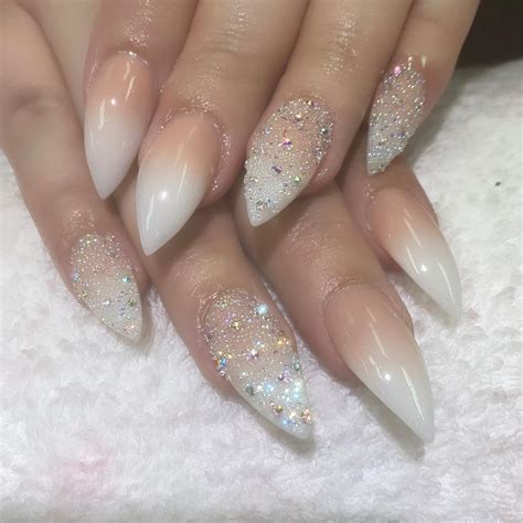 White Glitter Ombre Nails