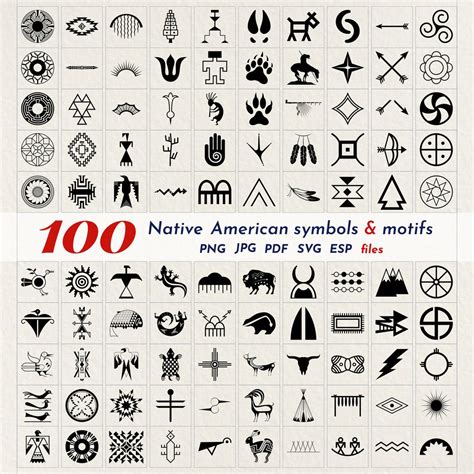 Native American 100 Symbols Bundle Png , Jpg , Pdf , Svg , Eps Files ...