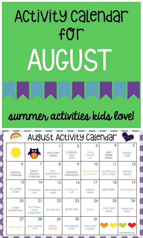 August Calendar Theme Ideas at Donald Bryan blog