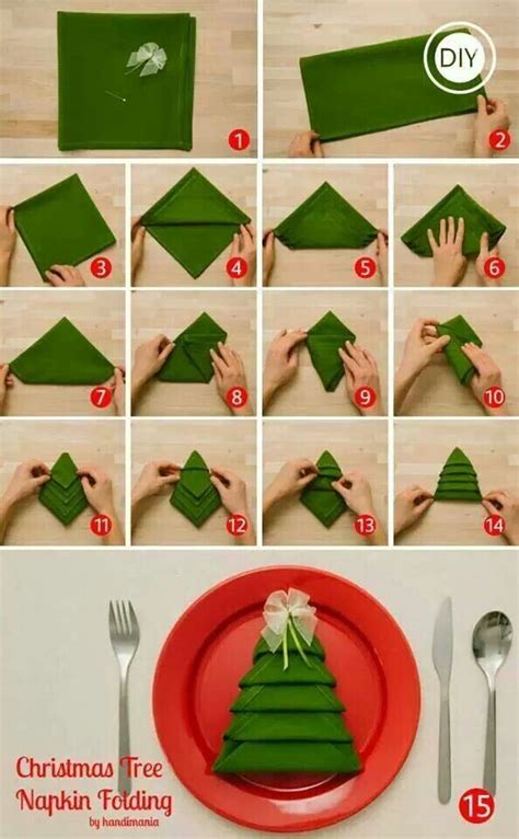 Christmas Tree Napkin Tutorial 的图像结果