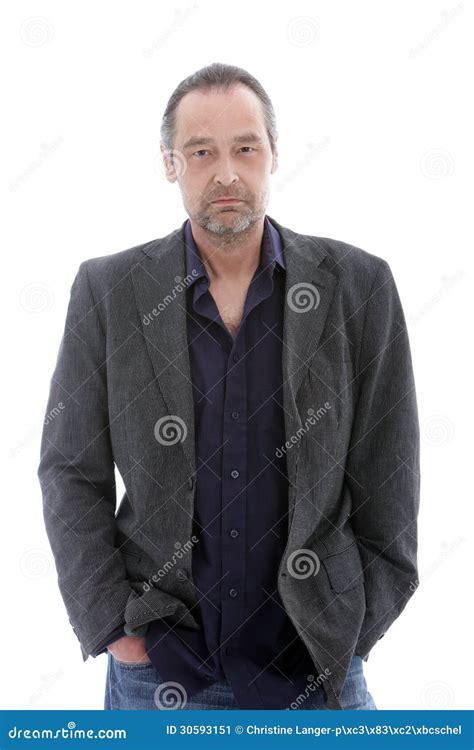 Attractive Middle Aged Man Isolated on White Stock Image - Image of ...