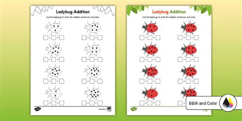 Ladybug Addition Worksheet