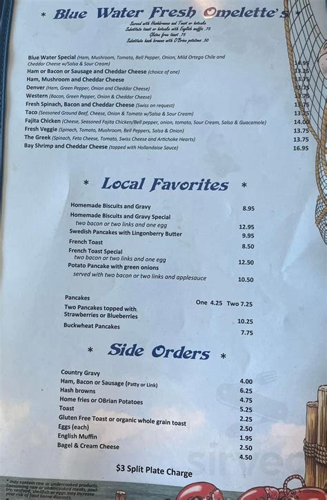 Blue Water Cafe and Lounge menu in Brookings, Oregon, USA