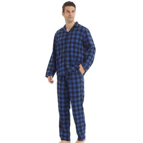 LNFINTDO Mens Flannel Pajama Sets Plaid Cotton Pajamas Pjs Set Button ...