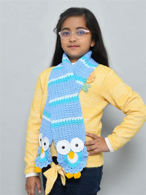 Blue Handmade Woollen Owl Muffler For Kids – FunKrafts Shop