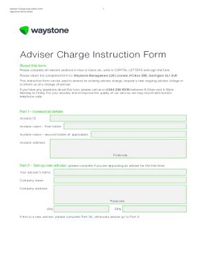 Adviser Charge Instruction Form - Blank Fillable Template | Fill Out ...