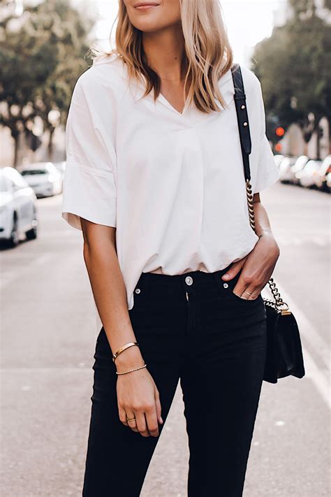 Madewell Short Sleeve White Shirt Black Jeans | White shirt outfits ...