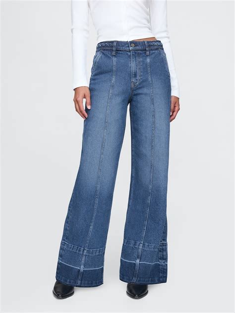 High Rise Stride Seamed Wide-Leg Jeans | Gap