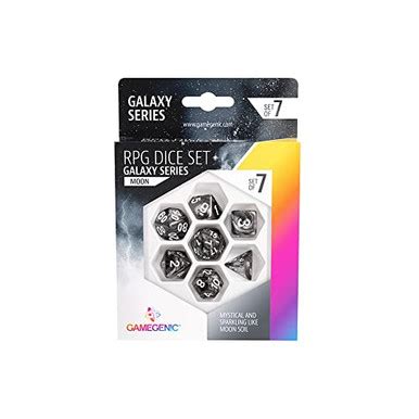Gamegenic Galaxy Series Moon RPG Dice Set Set of 7 Dice in a Variety of ...