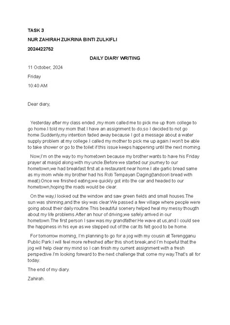 Image result for Daily Diary Writing Examples