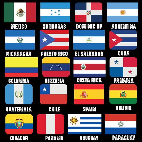 Spanish Countries Flags Latin American Hispanic Heritage Month 48058779 ...