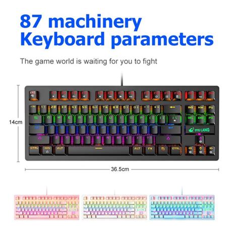 ZIYOULANG K2 87 Keys Office Laptop Punk Glowing Mechanical Wired Keybo ...