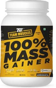 TEAM MUSCLES 100% Mass gainer - 1 Kg Weight Gainers/Mass Gainers Price ...