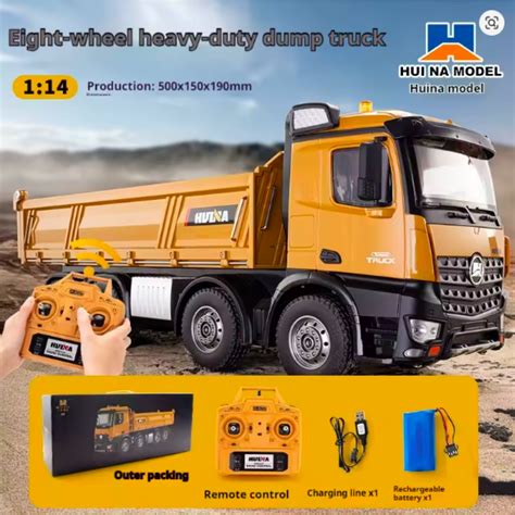 Huina 1536 1:14 Alloy RC Dump Truck – 12CH Large 8-Wheel Heavy ...