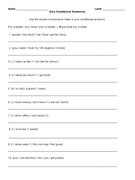 Image result for Zero Conditional Sentences Exercises