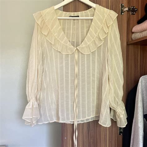 Zara cream blouse. Perfect condition. Size:... - Depop