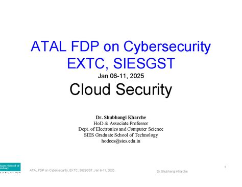 ATAL FDP on Cybersecurity EXTC, SIESGST - Day 2 Cloud Security Insights ...