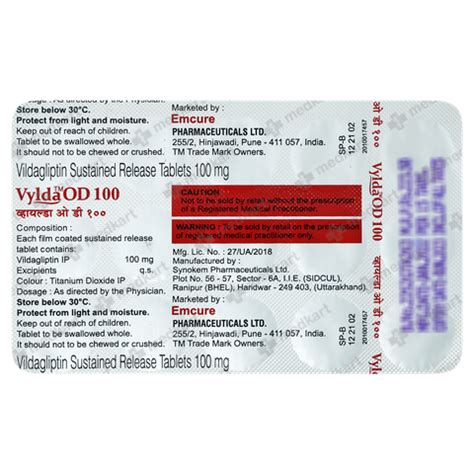 VYLDA OD 100MG TABLET 10'S : View Price, Combination and Alternatives ...