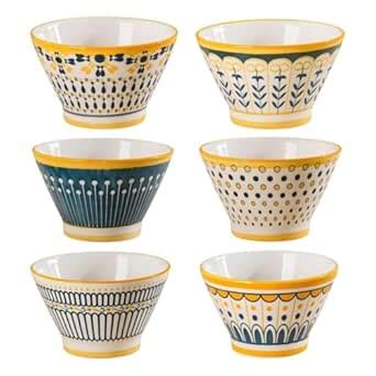 NYRWANA Japanese Ceramic Bowl Set of 6 | 350ml Bowls | Hand-Painted ...