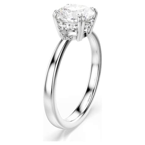 Stilla cocktail ring, Round cut, White, Rhodium plated | Swarovski