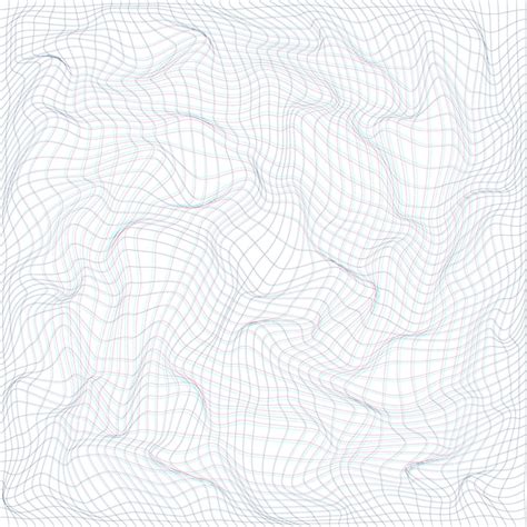anaglif glitch warped parametric net surface waves white background ...