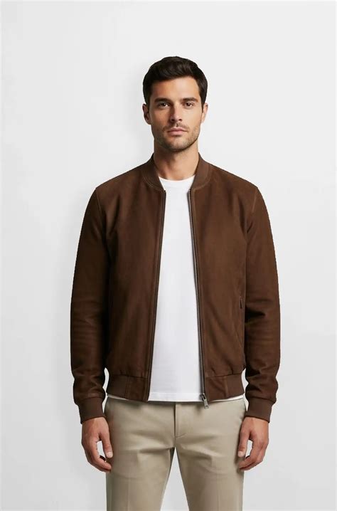 Brown Suede Bomber Jacket