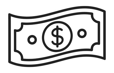 One dollar bill cash money icon minimalist simple drawing illustration ...