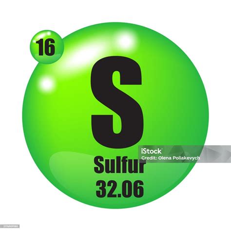 Sulfur Icon Atomic Number 16 Mass 3206 Vector Symbol Stock Illustration - Download Image Now ...