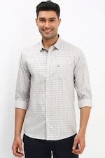 Buy Men Grey Regular Fit Printed Full Sleeves Casual Shirt Online ...