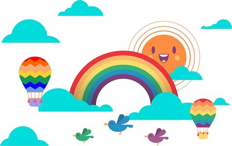 Sticker Hub Vinyl Rainbow and Clouds Wall Sticker 58 x 120 CM ...