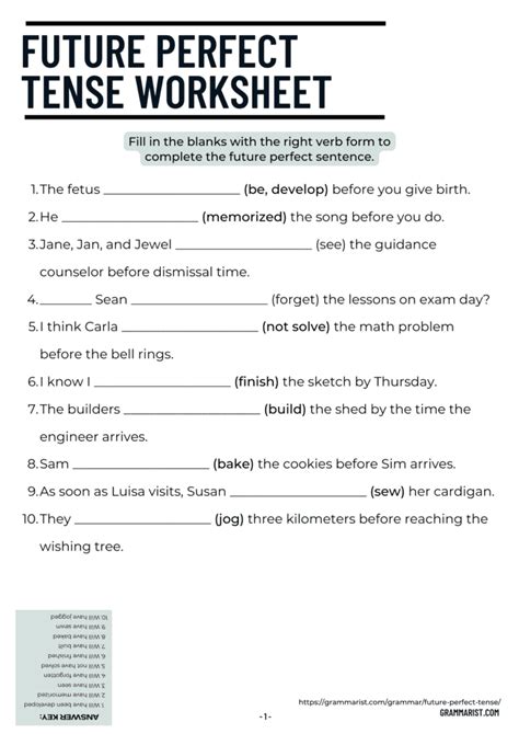Future Perfect Practice Worksheets 的图像结果