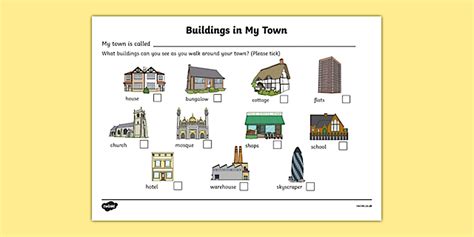 Buildings In My Town Worksheet