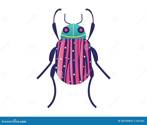 Wild Organic Wildlife, Forest Cockroach Beetle Isolated on White, Icon ...