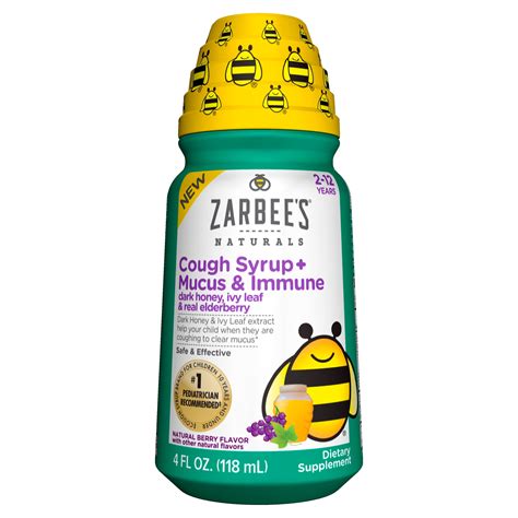 Zarbee's Naturals Children's Cough Syrup + Mucus & Immune, Natural ...