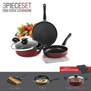 Buy Cello Prima Induction Base Non-Stick Aluminium Cookware Set, 3 ...