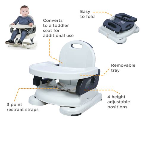 Buy Mastela Fold Up Adjustable Chair Booster Seat Grey - For Ages 0-4 ...