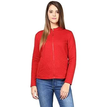 Buy THE VANCA Women's Women's Jacket in Red Diamond Pattern Knit at ...
