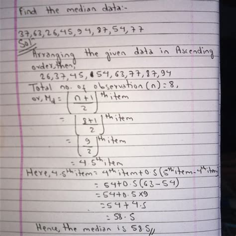 find the median data 37,63,26,45,94,87,54,77. - Brainly.in