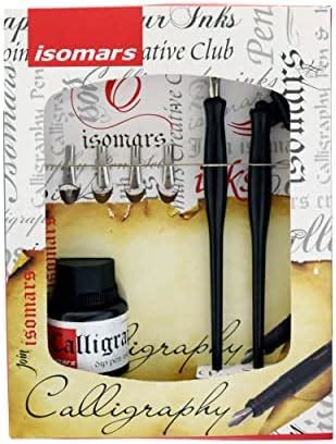 Isomars Calligraphy Dip Pen Set with 2 Nib Holders, 6 Nibs, 30 ml Ink ...