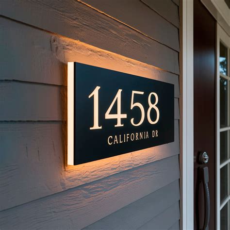 LED Backlit House Number Sign Modern Illuminated Address Plaque ...