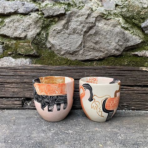 Buy Uniquely Designed Handmade Sgraffito Ceramic Mug Set Ceramic Glass ...