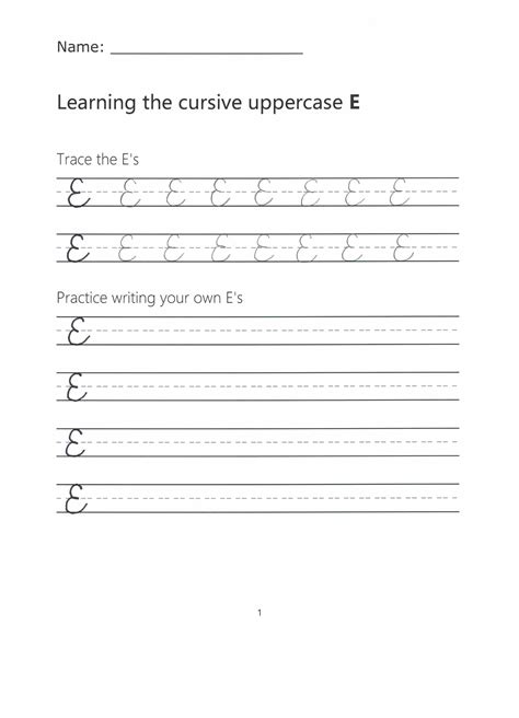 Cursive E – How to Write a capital E in Cursive