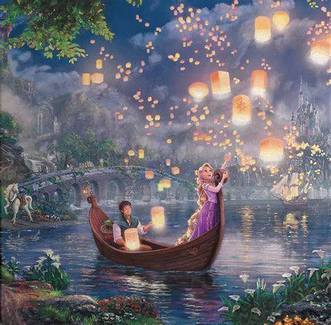 A gorgeously detailed canvas painting of the lantern scene from tangled ...