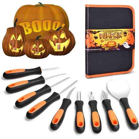 Buy Ancesfun Pumpkin Carving Kit, 9 Pieces Upgrade Soft Grip Rubber ...