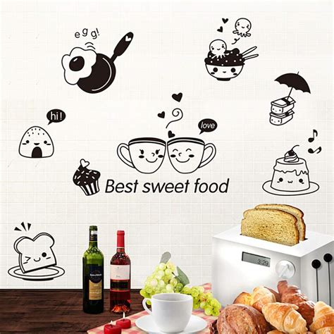 Buy Gadgets WRAP 2019 Kitchen Wall Stickers Coffee Sweet Food DIY Wall ...