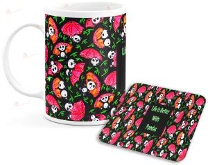 TrendoPrint Panda Cartoons With Coaster (Plate) Ceramic Coffee Milk Tea ...