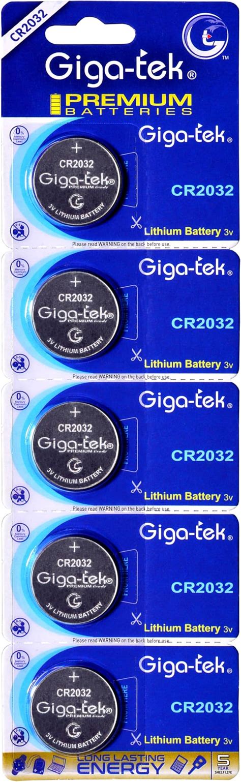 Giga-tek CR2032 Lithium Coin Premium Battery - Pack of 5 : Amazon.in ...