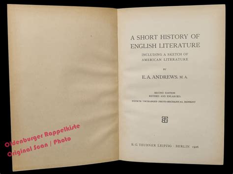 A Short History of English Literature: Including a sketch of american literature (1926 ...