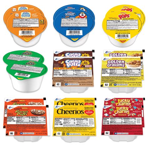 General Mills & Kellogg's Cereal Variety Pack, 18 Single-Serve Bowls, 9 ...